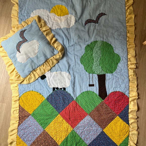 Vintage Infant Blanket & Pillow - Cottage Craft - Made in USA- 1981 - Picture 11 of 11